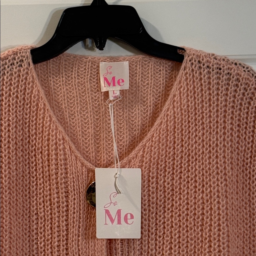 So Me Solid Color Knit Sweater Vest with Big Metal Buttons in pink Large NWT - Picture 4 of 7